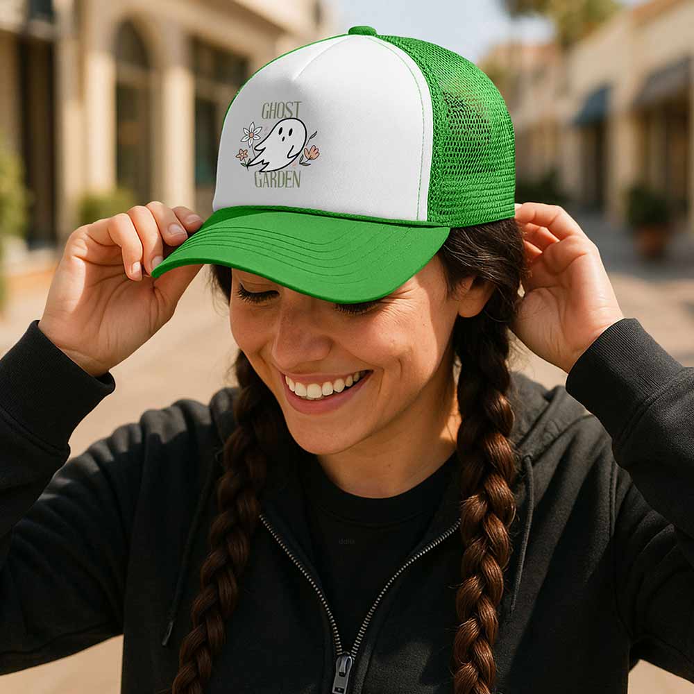 Dalix Ghost Garden Snapback Trucker Hat Women Floral Mesh Cap