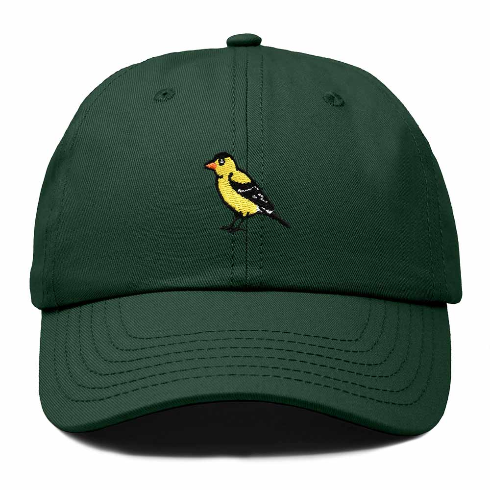 Dalix American Goldfinch Washington Embroidered Bird Cotton Baseball Cap Dad Hat Mens Womens Outdoor Summer in Dark Green