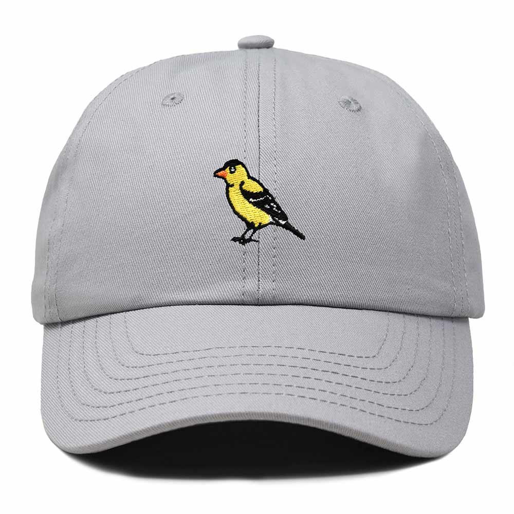 Dalix American Goldfinch Washington Embroidered Bird Cotton Baseball Cap Dad Hat Mens Womens Outdoor Summer in Gray