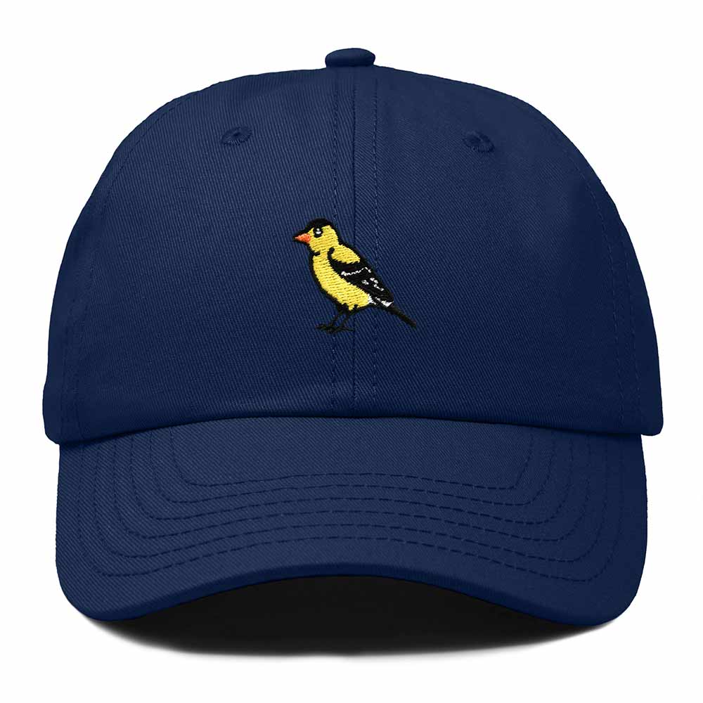 Dalix American Goldfinch Washington Embroidered Bird Cotton Baseball Cap Dad Hat Mens Womens Outdoor Summer in Navy Blue