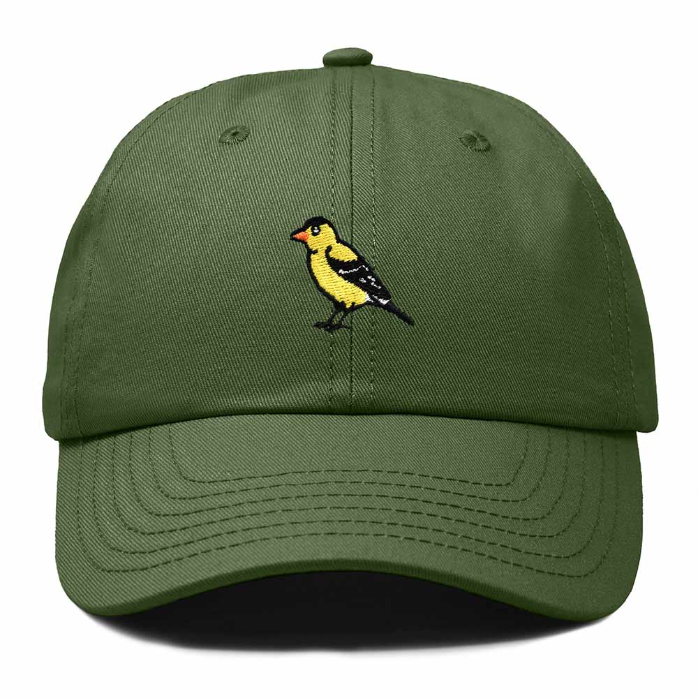 Dalix American Goldfinch Washington Embroidered Bird Cotton Baseball Cap Dad Hat Mens Womens Outdoor Summer in Olive