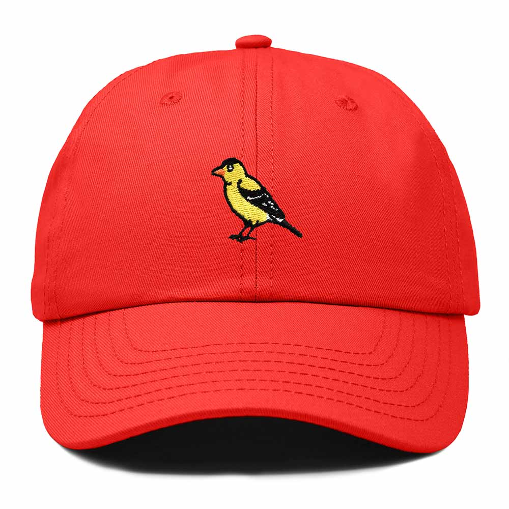 Dalix American Goldfinch Washington Embroidered Bird Cotton Baseball Cap Dad Hat Mens Womens Outdoor Summer in Red