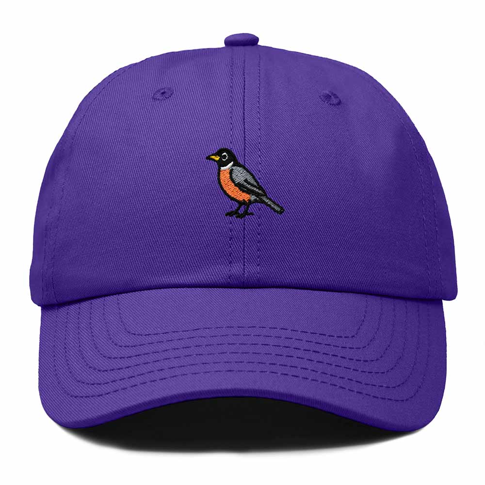 Dalix American Robin Connecticut Embroidered Bird Cotton Baseball Cap Dad Hat Mens Womens Outdoor Summer in Purple