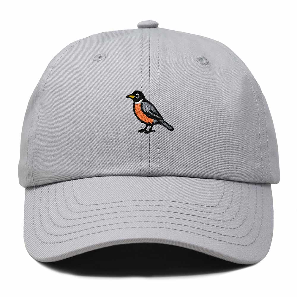 Dalix American Robin Michigan Embroidered Bird Cotton Baseball Cap Dad Hat Mens Womens Outdoor Summer in Gray