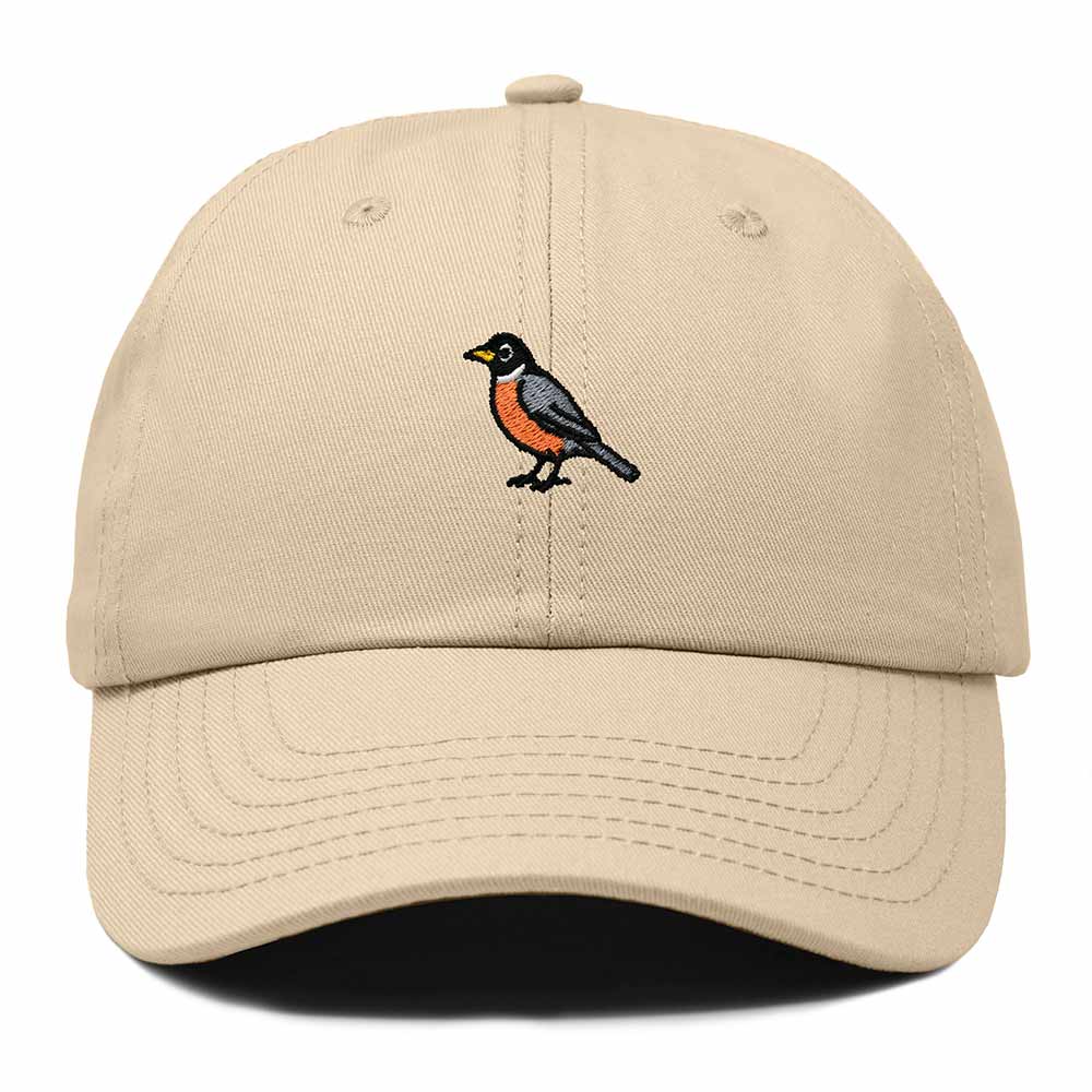 Dalix American Robin Michigan Embroidered Bird Cotton Baseball Cap Dad Hat Mens Womens Outdoor Summer in Khaki