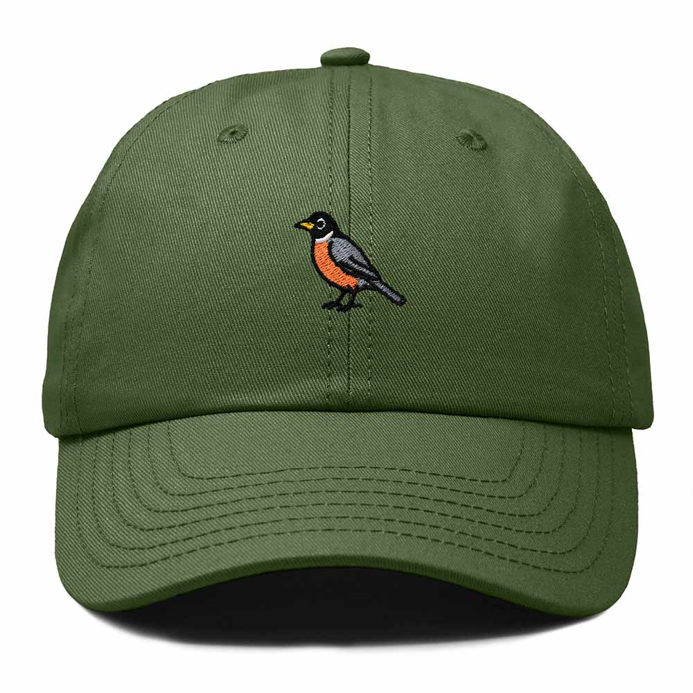 Dalix American Robin Michigan Embroidered Bird Cotton Baseball Cap Dad Hat Mens Womens Outdoor Summer in Olive