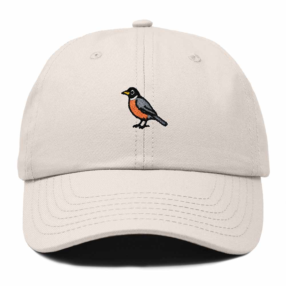 Dalix American Robin Wisconsin Embroidered Bird Cotton Baseball Cap Dad Hat Mens Womens Outdoor Summer in Beige