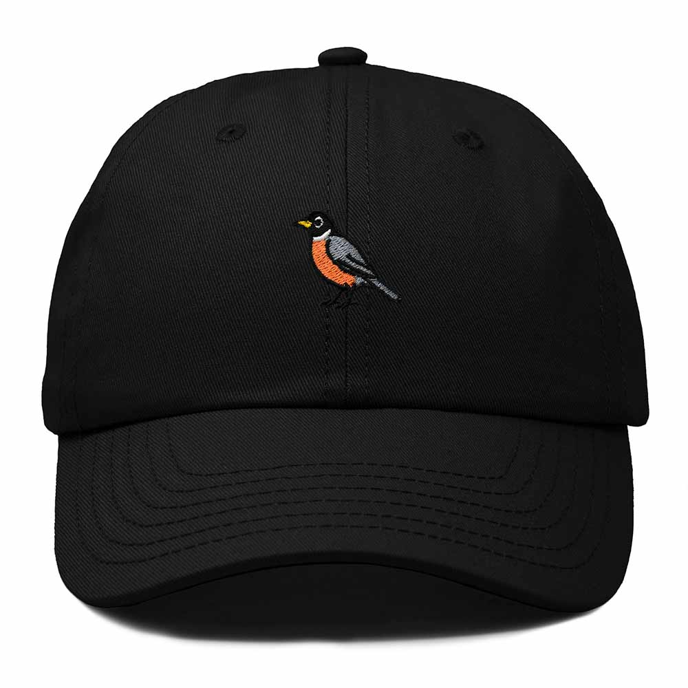 Dalix American Robin Wisconsin Embroidered Bird Cotton Baseball Cap Dad Hat Mens Womens Outdoor Summer in Black