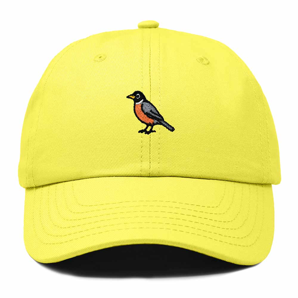 Dalix American Robin Wisconsin Embroidered Bird Cotton Baseball Cap Dad Hat Mens Womens Outdoor Summer in Yellow