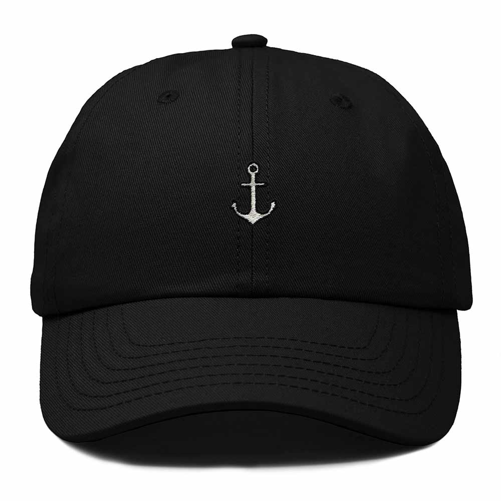 Dalix Anchor Nautical Embroidered Adjustable Cotton Twill Dad Hat for Women in Black