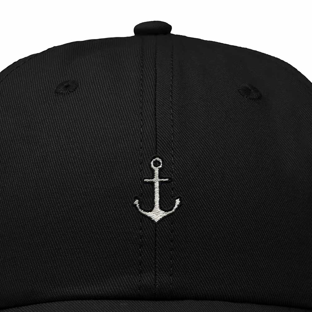 Dalix Anchor Nautical Embroidered Adjustable Cotton Twill Dad Hat for Women in Black