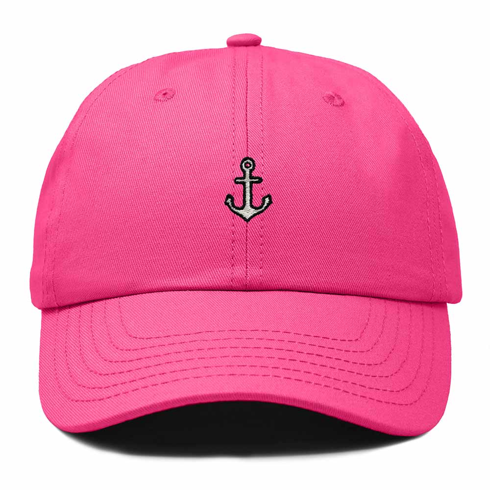 Dalix Anchor Nautical Embroidered Adjustable Cotton Twill Dad Hat for Women in Hot Pink