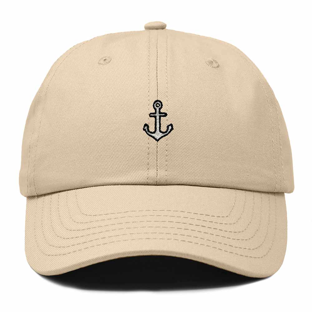 Dalix Anchor Nautical Embroidered Adjustable Cotton Twill Dad Hat for Women in Khaki