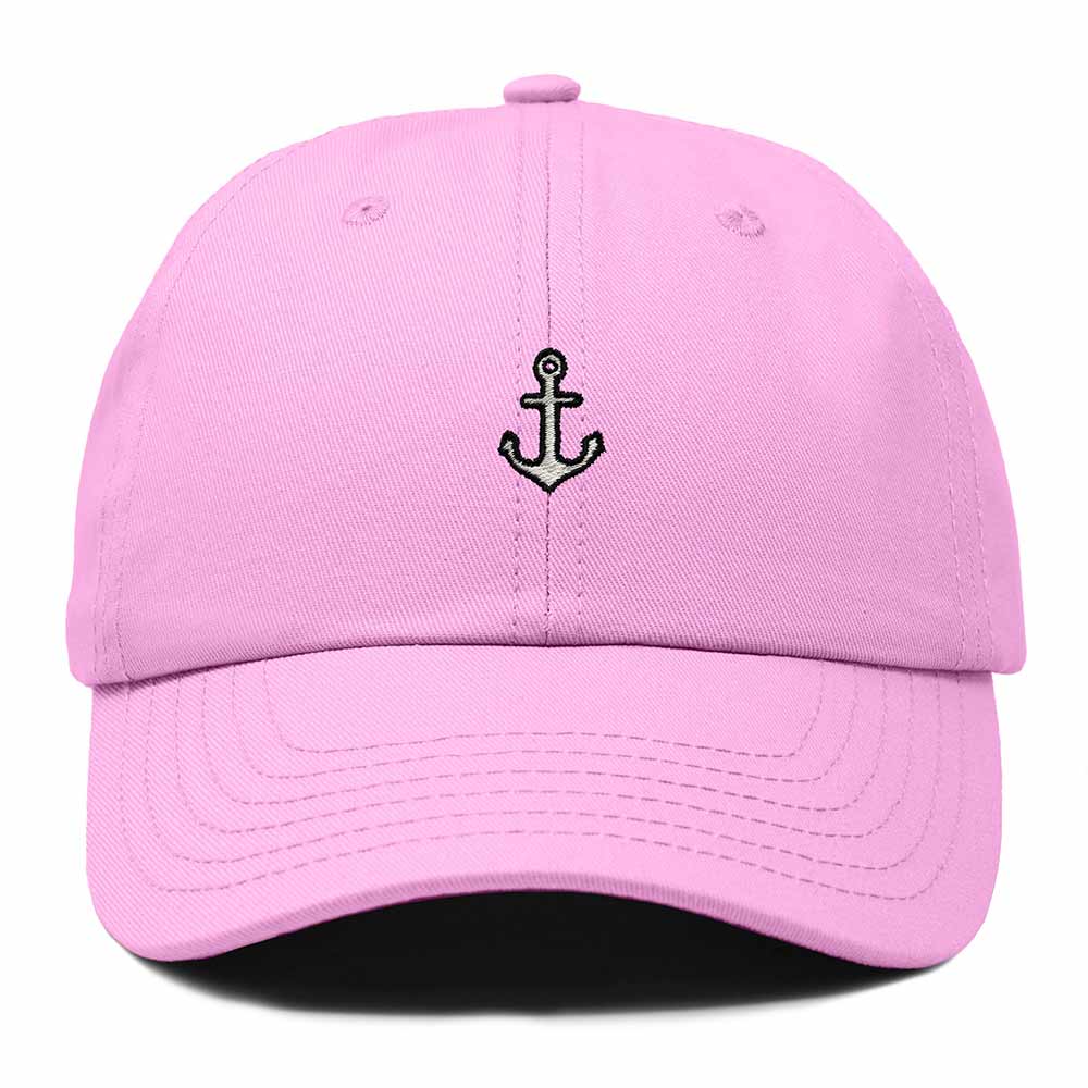 Dalix Anchor Nautical Embroidered Adjustable Cotton Twill Dad Hat for Women in Light Pink
