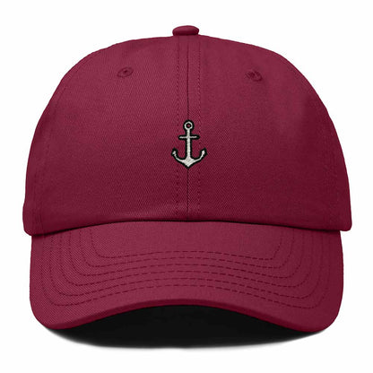 Dalix Anchor Nautical Embroidered Adjustable Cotton Twill Dad Hat for Women in Maroon