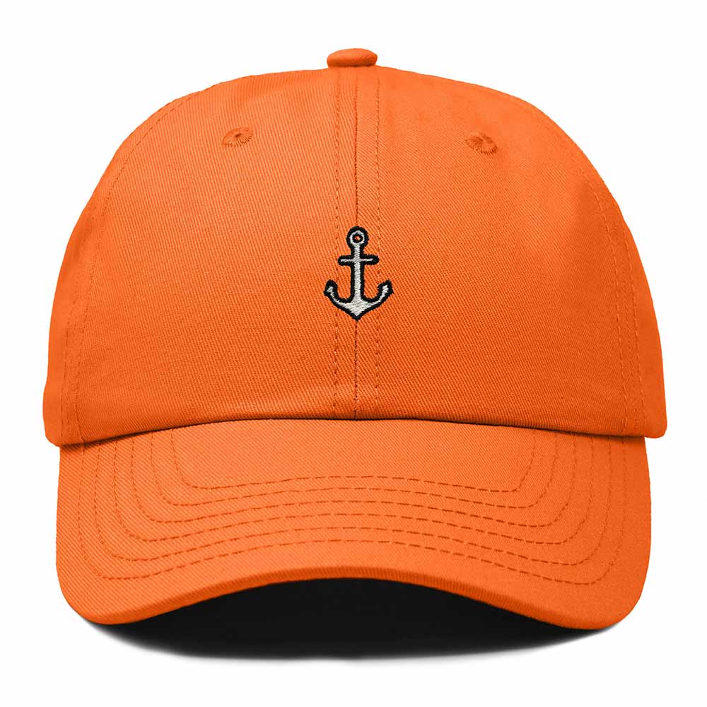 Dalix Anchor Nautical Embroidered Adjustable Cotton Twill Dad Hat for Women in Orange