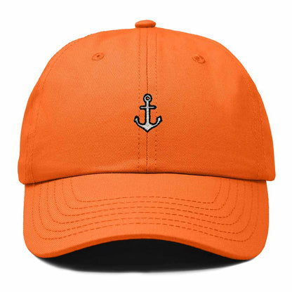 Dalix Anchor Nautical Embroidered Adjustable Cotton Twill Dad Hat for Women in Orange
