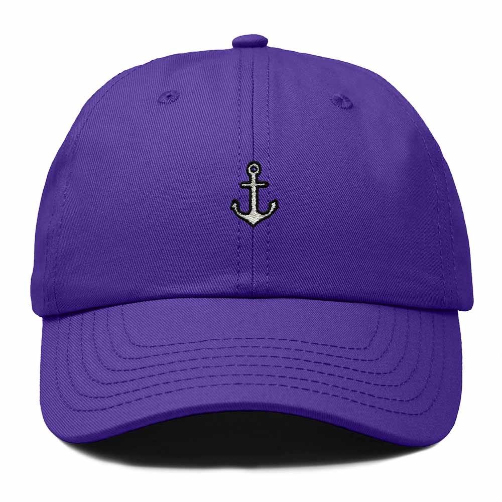 Dalix Anchor Nautical Embroidered Adjustable Cotton Twill Dad Hat for Women in Purple