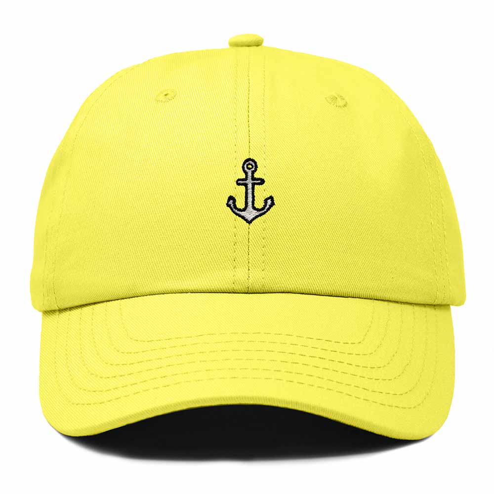 Dalix Anchor Nautical Embroidered Adjustable Cotton Twill Dad Hat for Women in Yellow