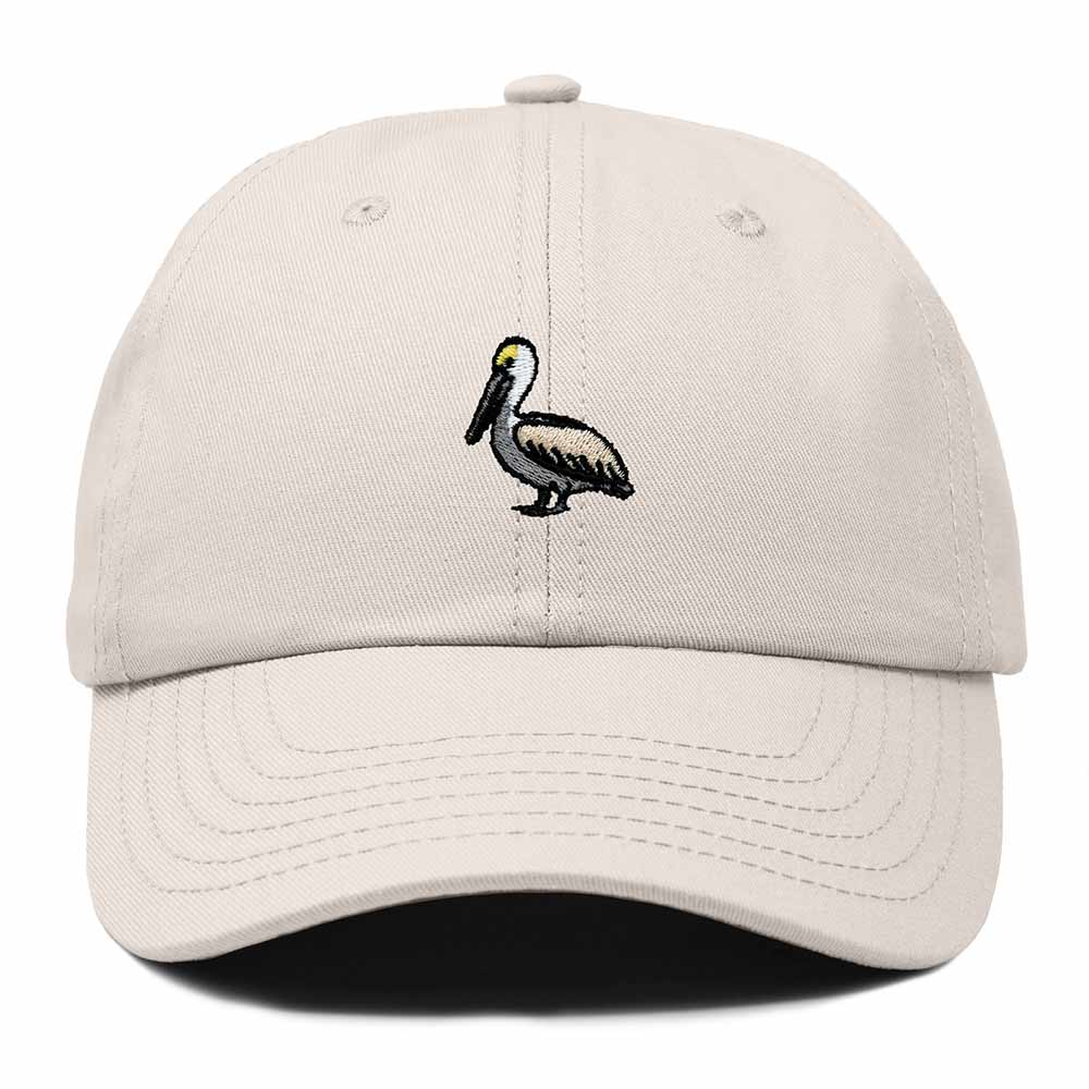 Dalix Brown Pelican Embroidered Bird Cotton Baseball Cap Dad Hat Mens Womens Outdoor Summer in Beige