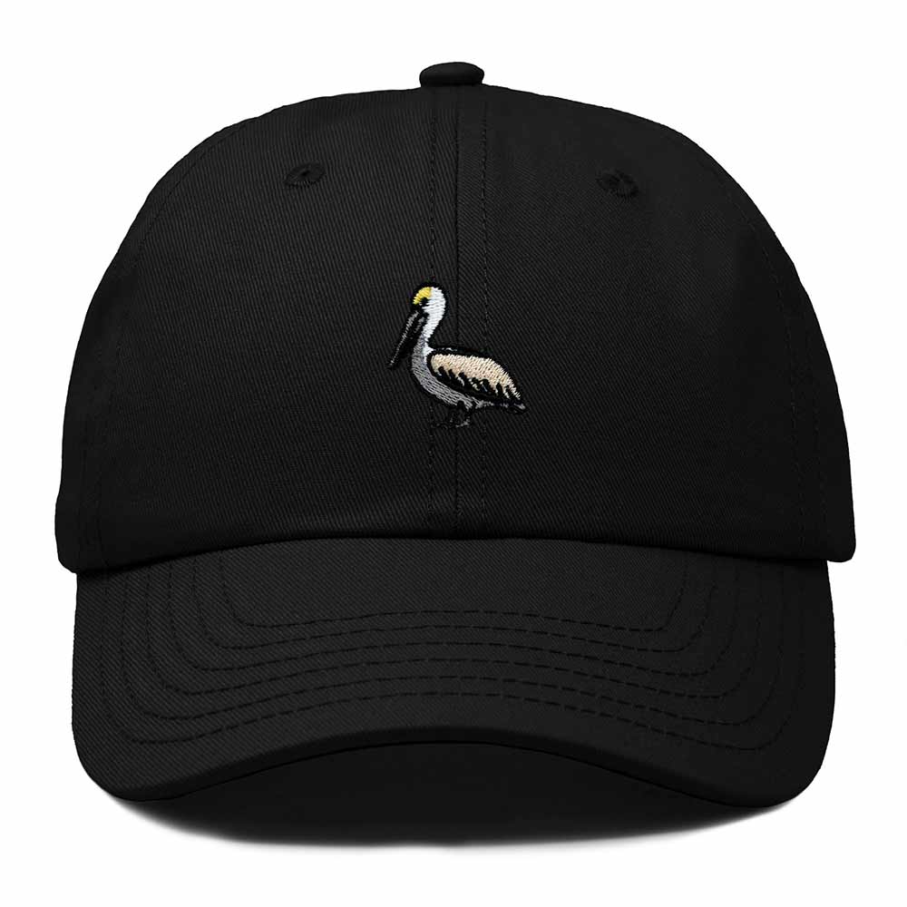 Dalix Brown Pelican Embroidered Bird Cotton Baseball Cap Dad Hat Mens Womens Outdoor Summer in Black