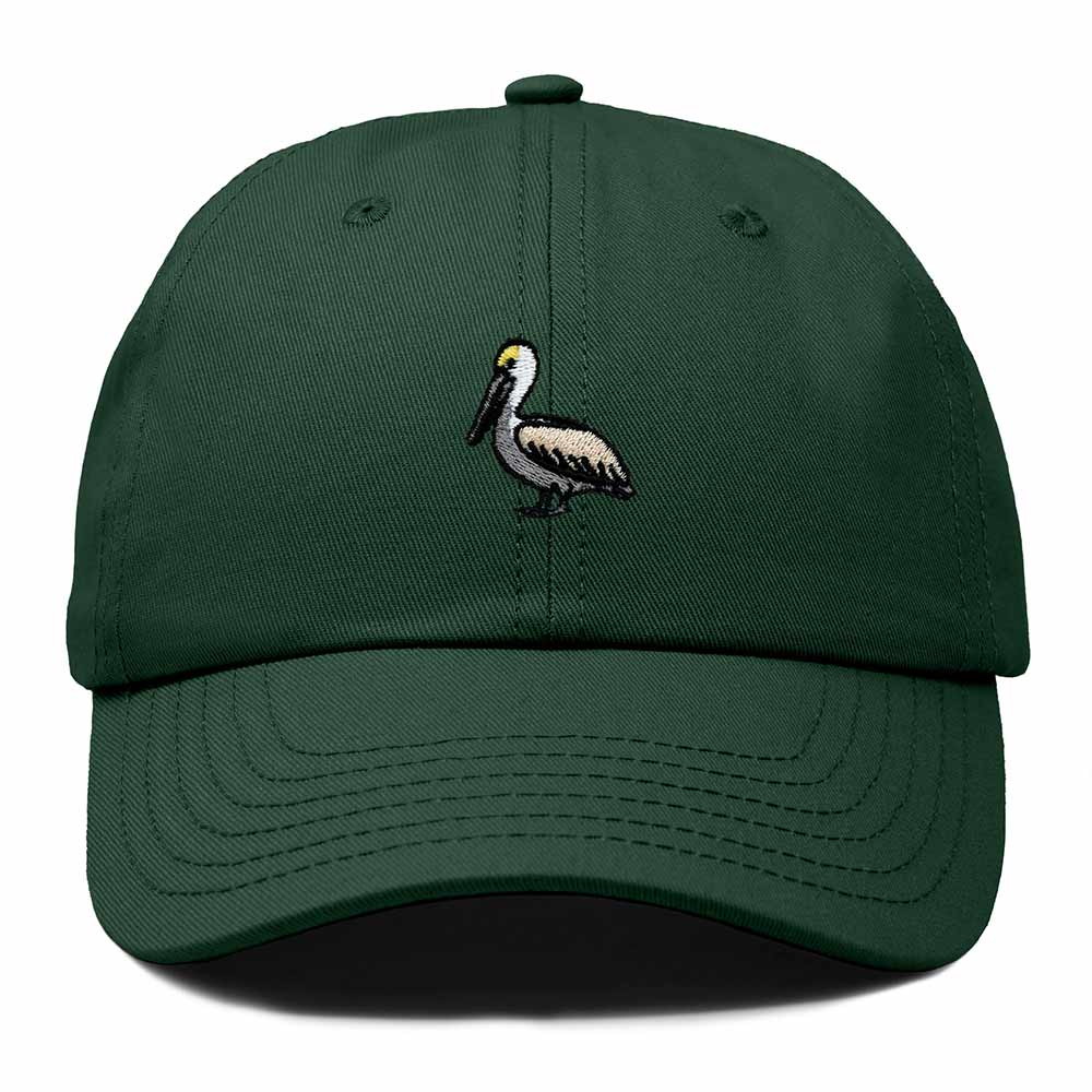 Dalix Brown Pelican Embroidered Bird Cotton Baseball Cap Dad Hat Mens Womens Outdoor Summer in Dark Green