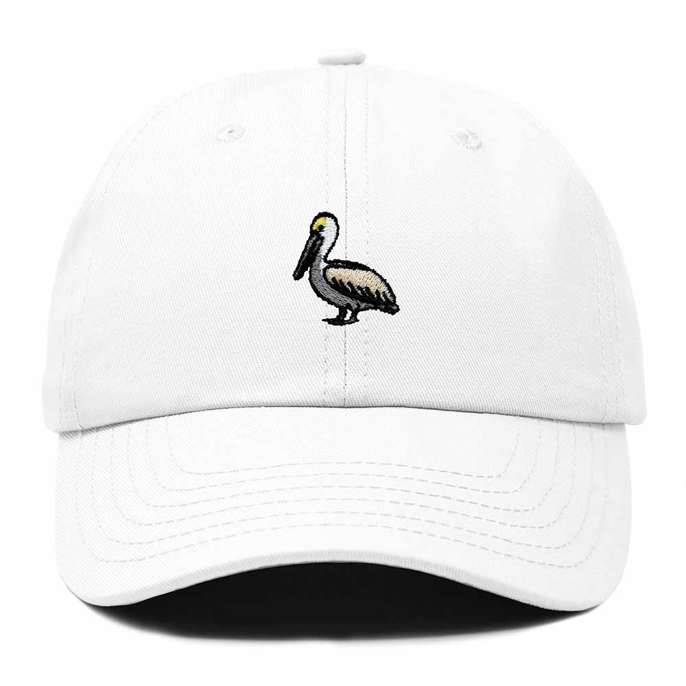 Dalix Brown Pelican Embroidered Bird Cotton Baseball Cap Dad Hat Mens Womens Outdoor Summer in White