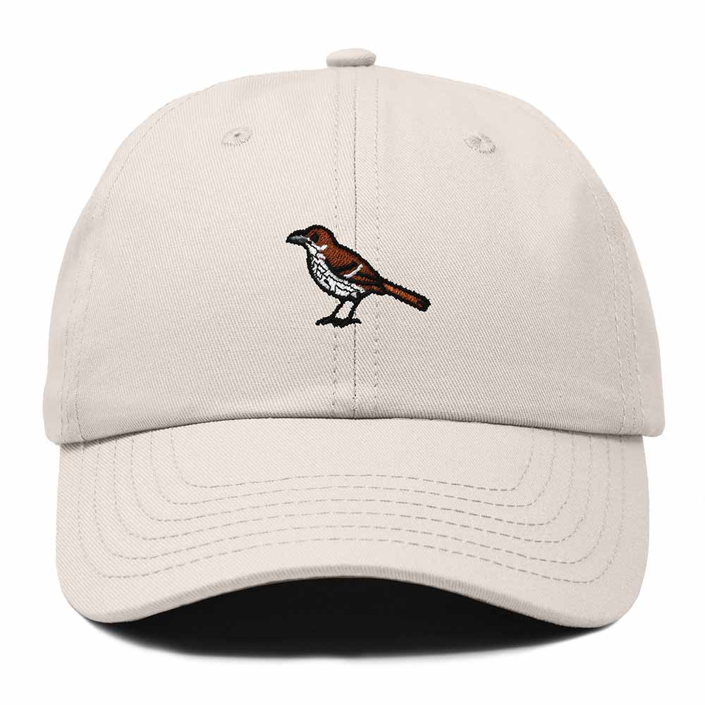 Dalix Brown Thrasher Georgia Embroidered Bird Cotton Baseball Cap Dad Hat Mens Womens Outdoor Summer in Beige