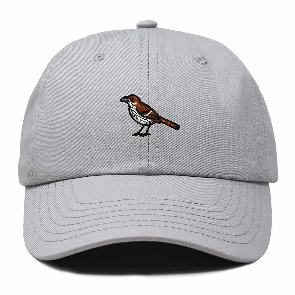 Dalix Brown Thrasher Georgia Embroidered Bird Cotton Baseball Cap Dad Hat Mens Womens Outdoor Summer in Gray