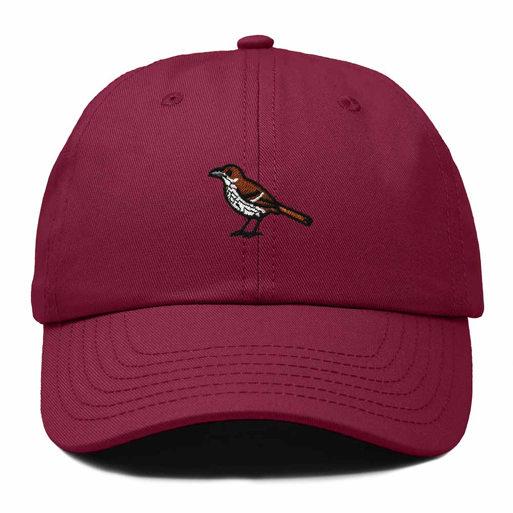 Dalix Brown Thrasher Georgia Embroidered Bird Cotton Baseball Cap Dad Hat Mens Womens Outdoor Summer in Maroon