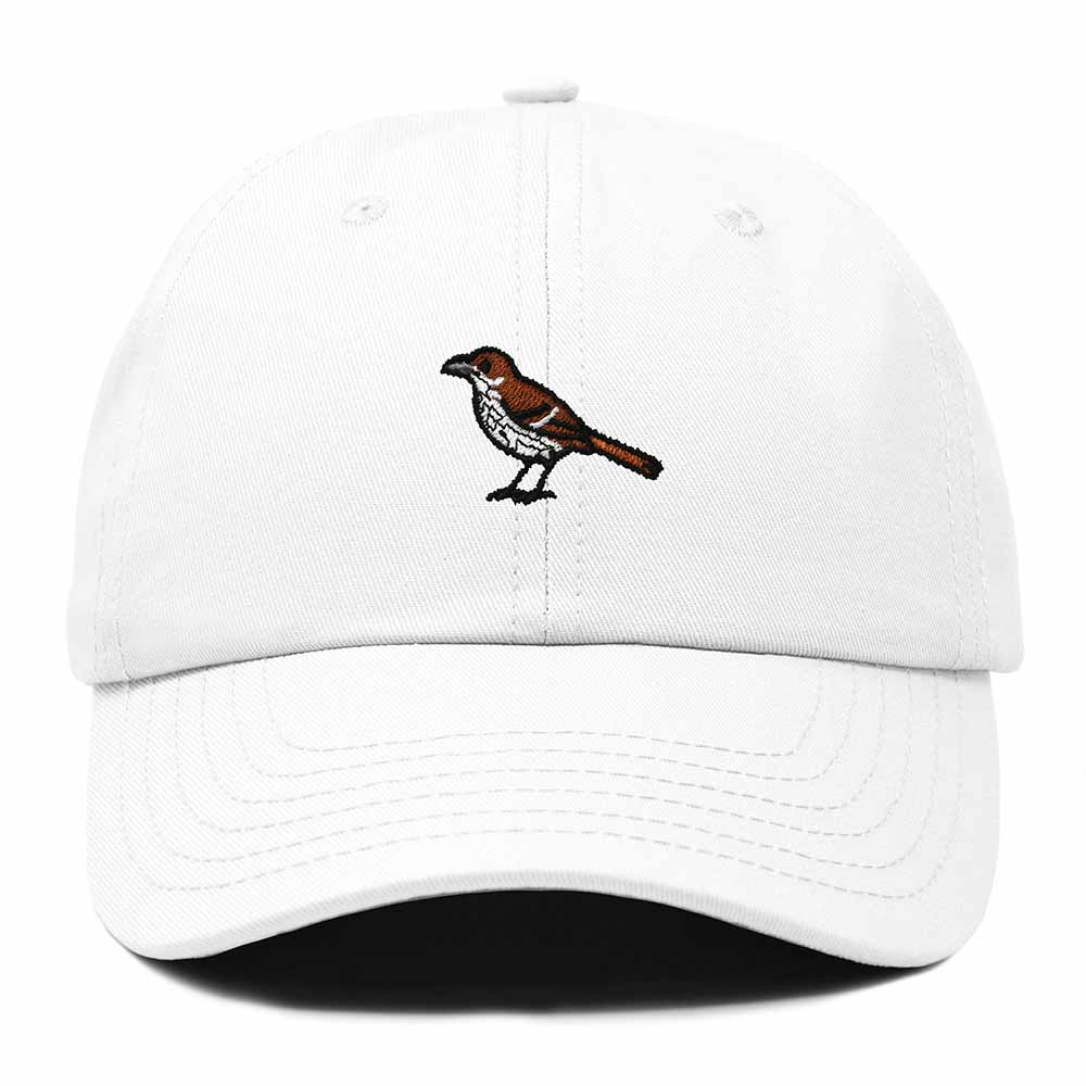Dalix Brown Thrasher Georgia Embroidered Bird Cotton Baseball Cap Dad Hat Mens Womens Outdoor Summer in White