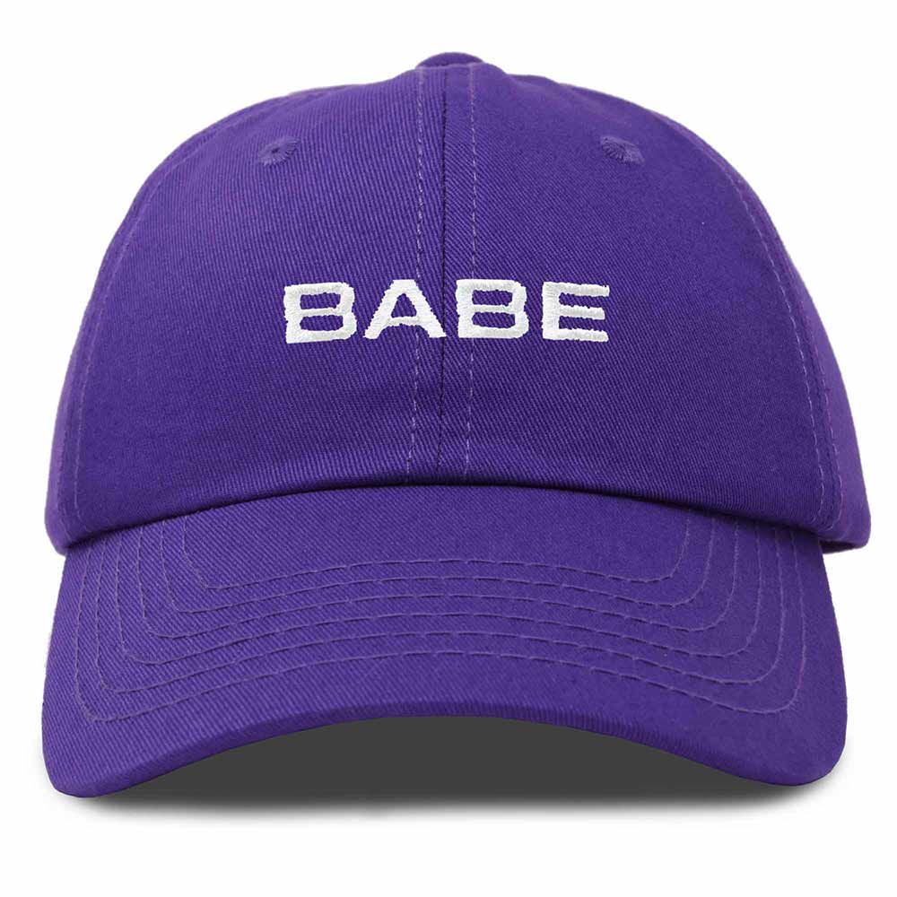 Dalix Babe Embroidered Cotton Baseball Cap Adjustable Dad Hat Womens in Purple