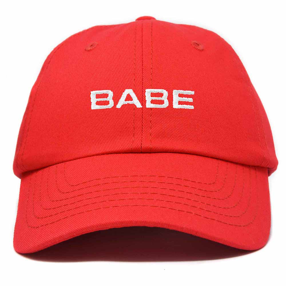 Dalix Babe Embroidered Cotton Baseball Cap Adjustable Dad Hat Womens in Red