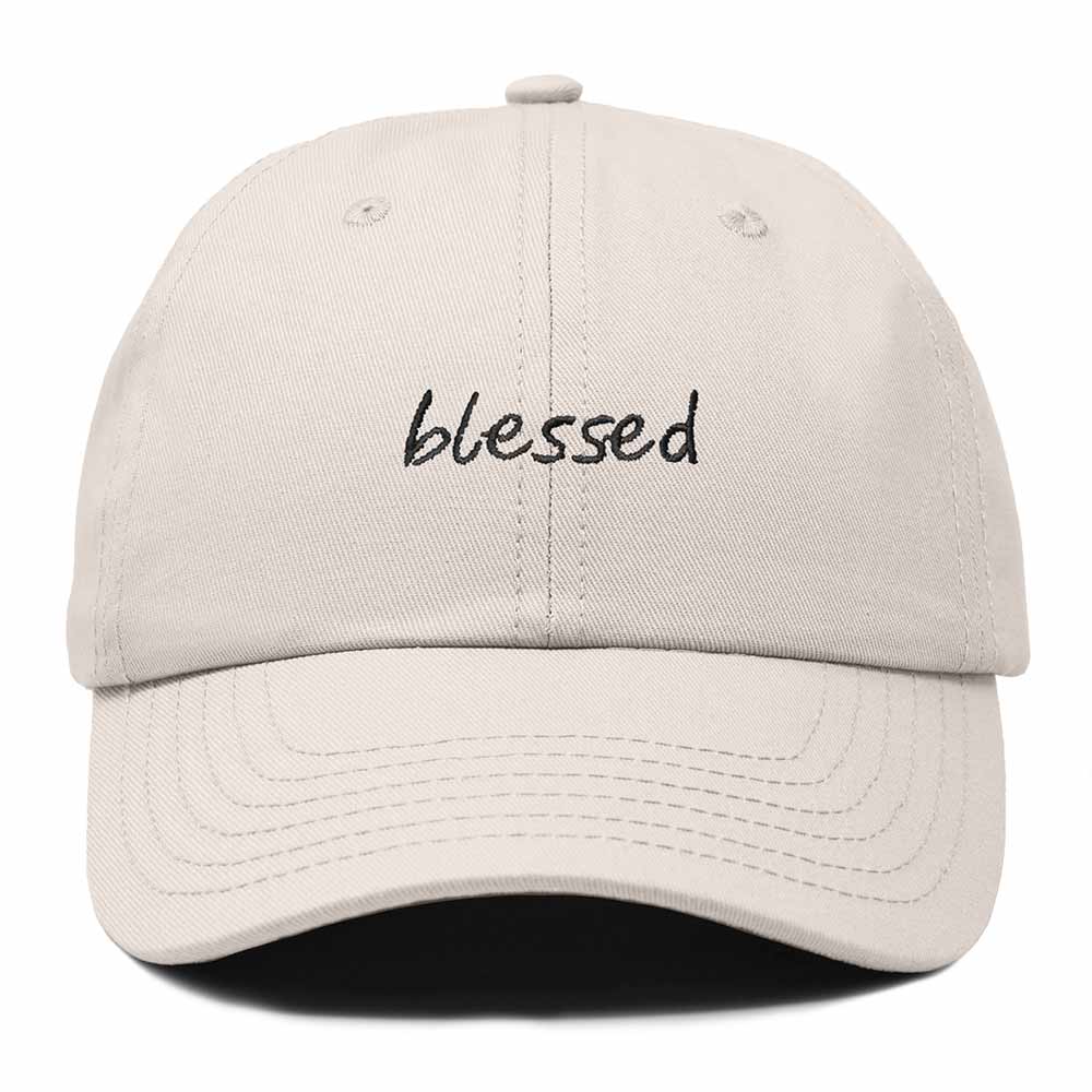 Dalix Blessed Embroidered Cotton Dad Cap Adjustable Baseball Hat Outdoor Womens in Beige