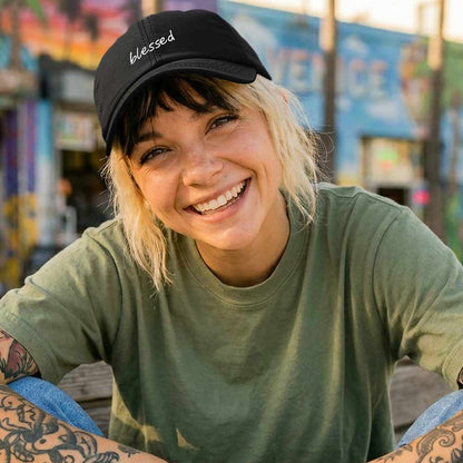 Dalix Blessed Embroidered Cotton Dad Cap Adjustable Baseball Hat Outdoor Womens in Black