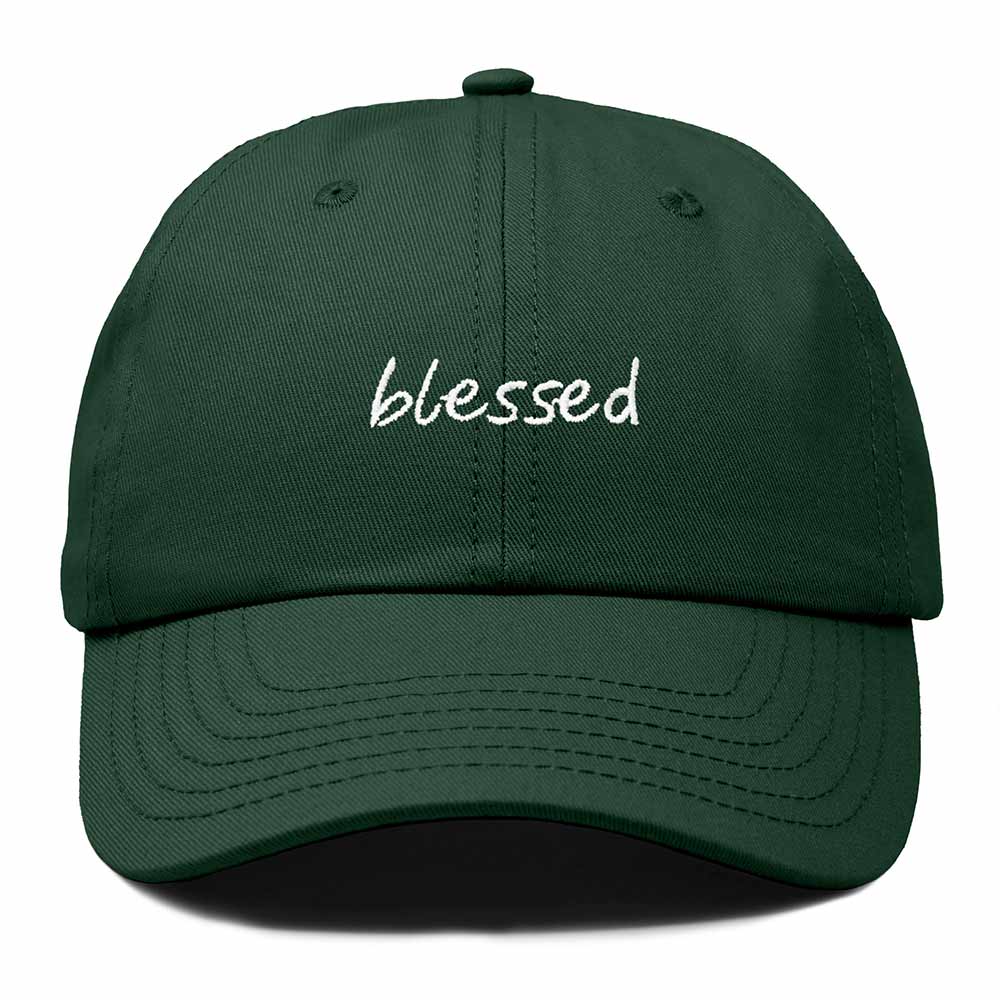 Dalix Blessed Embroidered Cotton Dad Cap Adjustable Baseball Hat Outdoor Womens in Dark Green