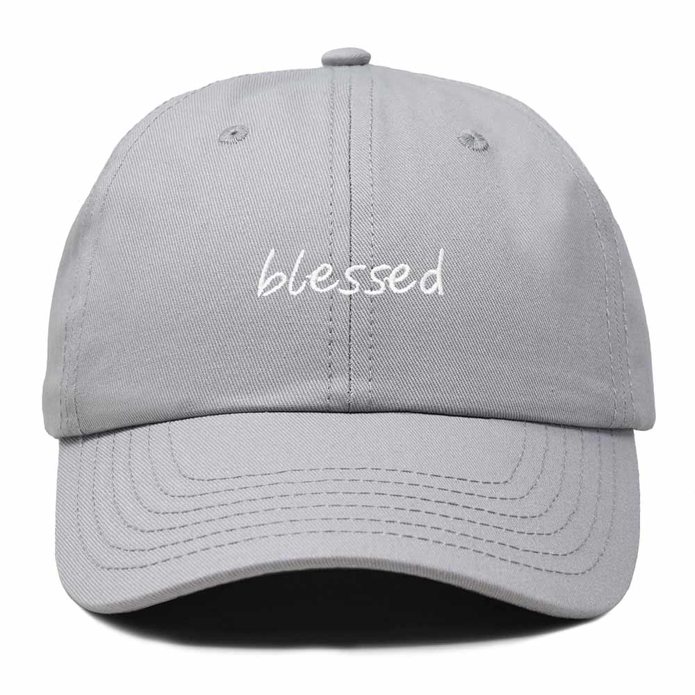 Dalix Blessed Embroidered Cotton Dad Cap Adjustable Baseball Hat Outdoor Womens in Gray