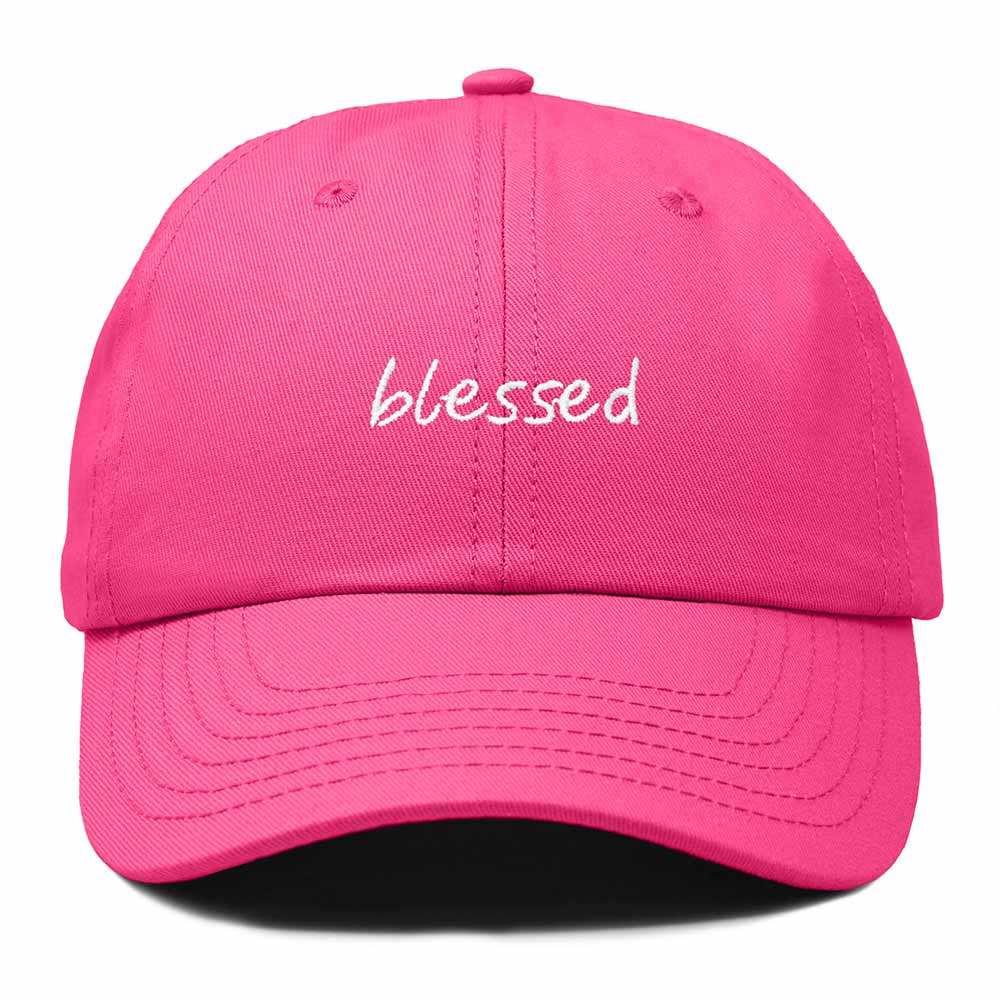 Dalix Blessed Embroidered Cotton Dad Cap Adjustable Baseball Hat Outdoor Womens in Hot Pink