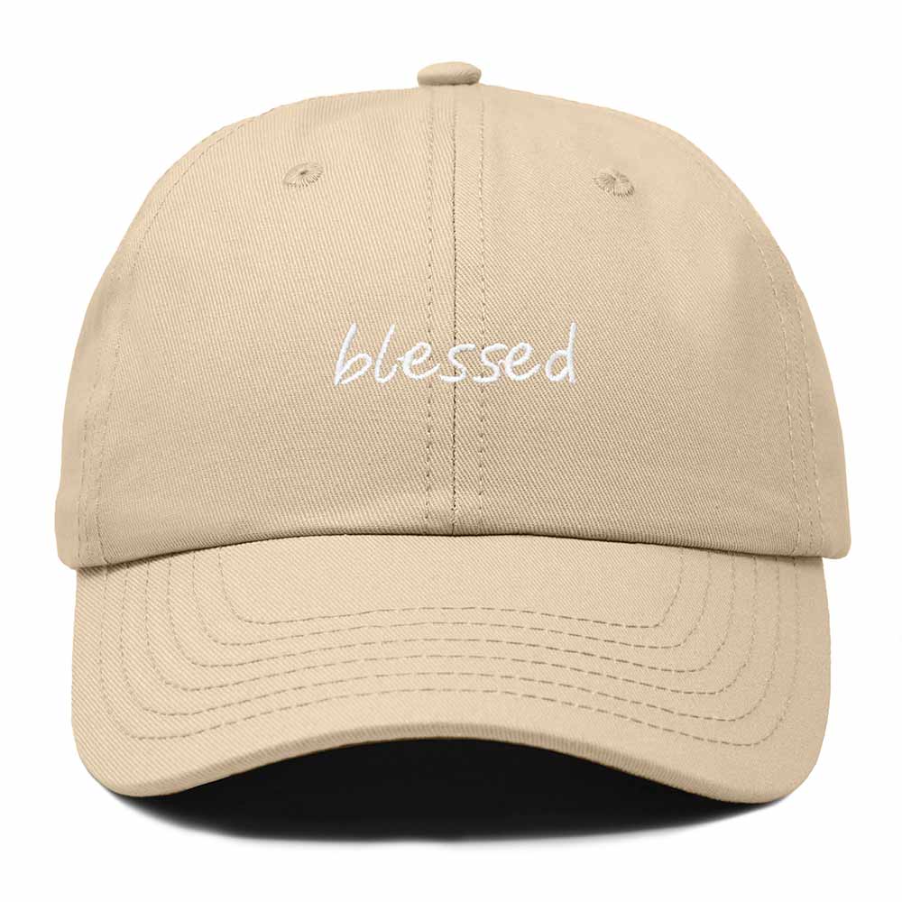 Dalix Blessed Embroidered Cotton Dad Cap Adjustable Baseball Hat Outdoor Womens in Khaki