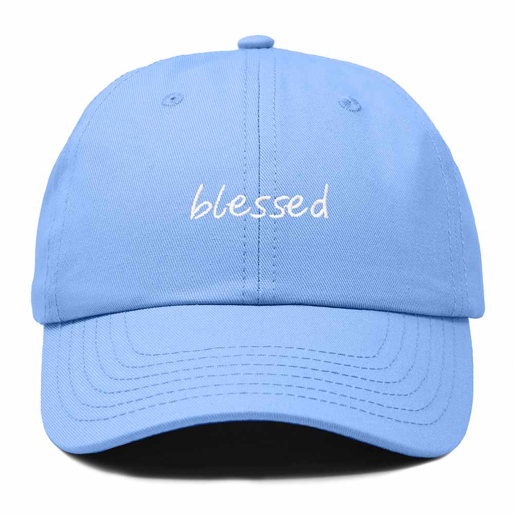 Dalix Blessed Embroidered Cotton Dad Cap Adjustable Baseball Hat Outdoor Womens in Light Blue