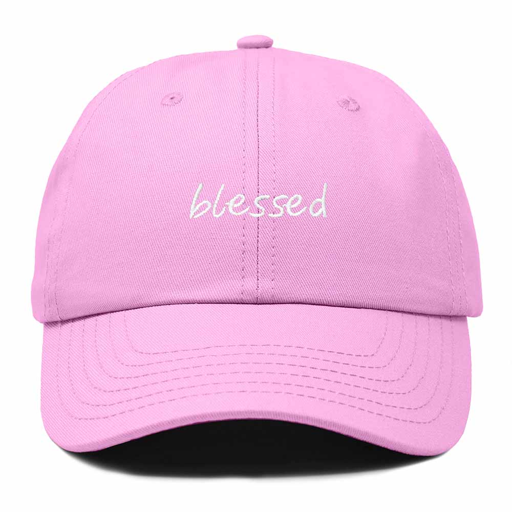 Dalix Blessed Embroidered Cotton Dad Cap Adjustable Baseball Hat Outdoor Womens in Light Pink
