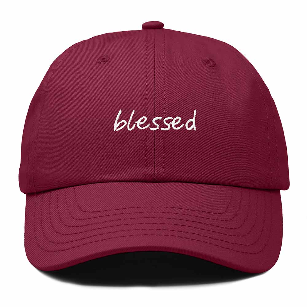 Dalix Blessed Embroidered Cotton Dad Cap Adjustable Baseball Hat Outdoor Womens in Maroon