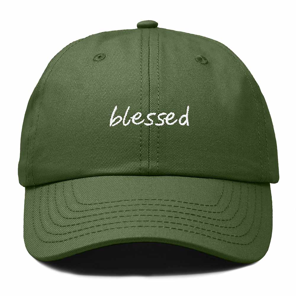 Dalix Blessed Embroidered Cotton Dad Cap Adjustable Baseball Hat Outdoor Womens in Olive