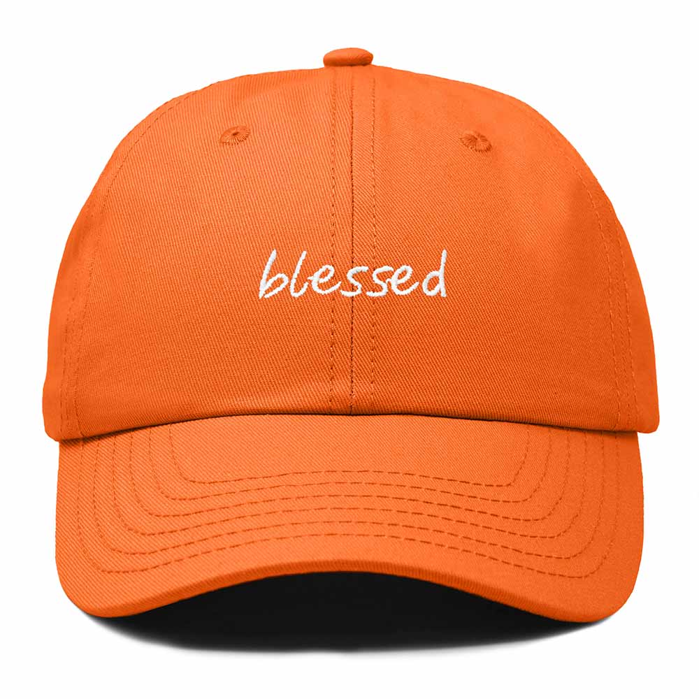 Dalix Blessed Embroidered Cotton Dad Cap Adjustable Baseball Hat Outdoor Womens in Orange