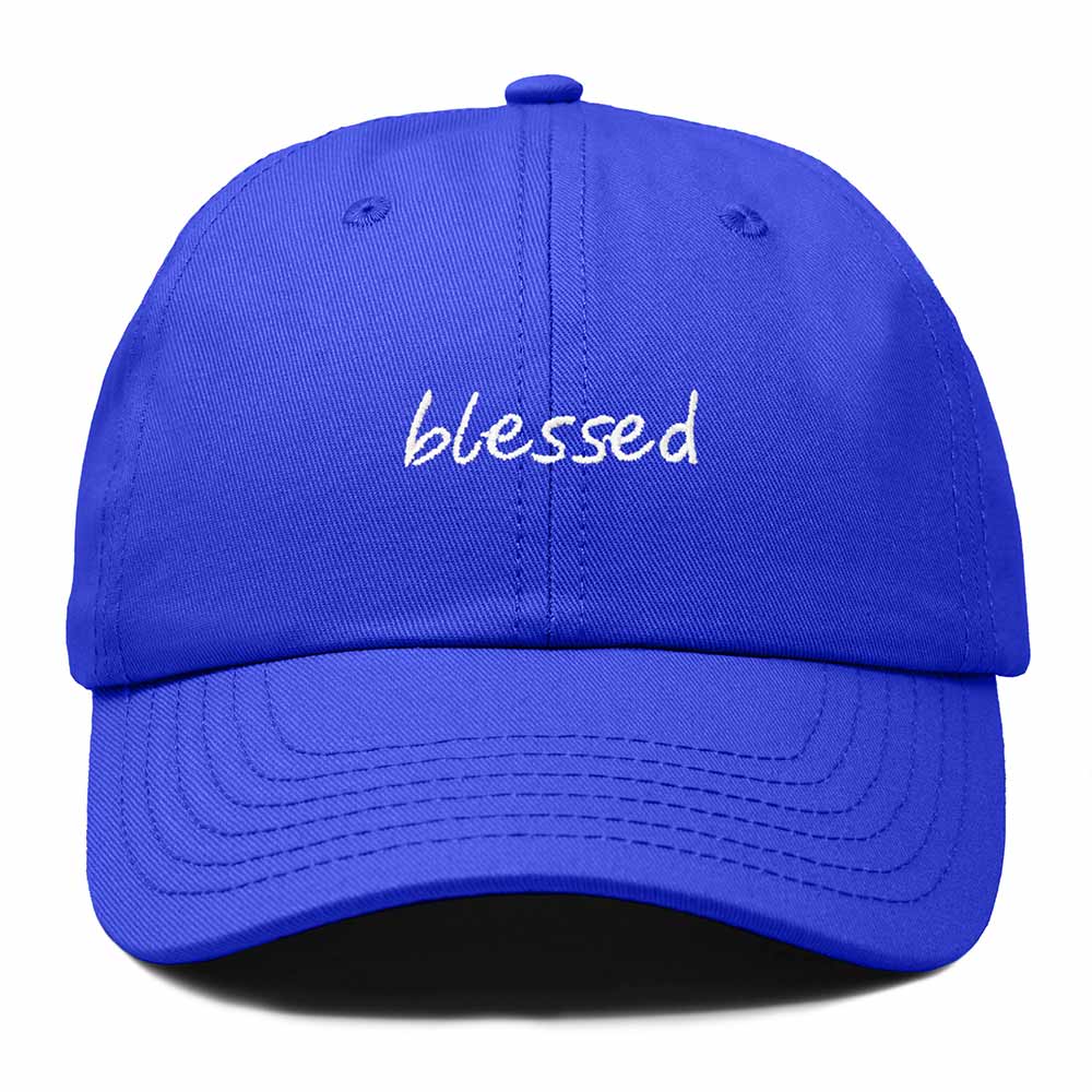 Dalix Blessed Embroidered Cotton Dad Cap Adjustable Baseball Hat Outdoor Womens in Royal Blue