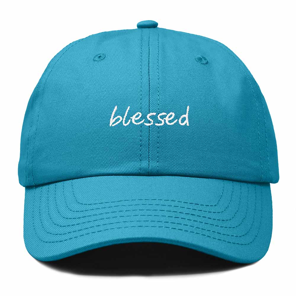 Dalix Blessed Embroidered Cotton Dad Cap Adjustable Baseball Hat Outdoor Womens in Teal