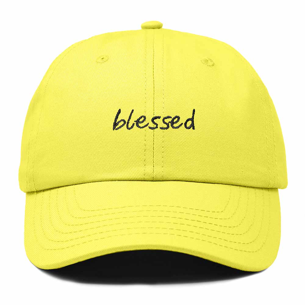 Dalix Blessed Embroidered Cotton Dad Cap Adjustable Baseball Hat Outdoor Womens in Yellow