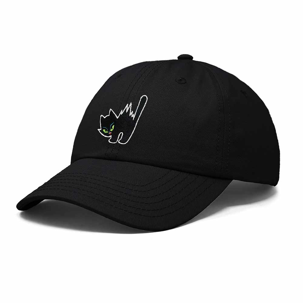 Dalix Blink Black Cat Embroidered Cotton Outdoor Baseball Cap Dad Hat Womens in Black