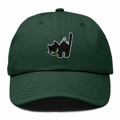 Dalix Blink Black Cat Embroidered Cotton Outdoor Baseball Cap Dad Hat Womens in Dark Green
