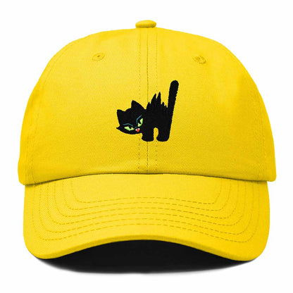 Dalix Blink Black Cat Embroidered Cotton Outdoor Baseball Cap Dad Hat Womens in Gold